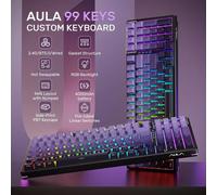 AULA F98 Gaming Mechanical Keyboard Full-size Three-mode Bluetooth/2.4G/USB-C Backlight 99 Keys Customized keyboard for PC MAC Blue white purple