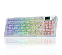 AULA F98Pro V3 Wireless Mechanical Keyboard with Display&Knob,BT5.0/2.4G/USB-C Wired,Gasket Structure,RGB,Transparent Keycaps,10000mAh,Creamy Sound,Hot Swap,Custom Keyboard for Gaming/Office (00)