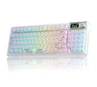 AULA F98Pro V3 Wireless Mechanical Keyboard with Display&Knob,BT5.0/2.4G/USB-C Wired,Gasket Structure,RGB,Transparent Keycaps,10000mAh,Creamy Sound,Hot Swap,Custom Keyboard for Gaming/Office (White)