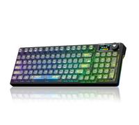 AULA F98Pro V3 Wireless Mechanical Keyboard with Display&Knob,BT5.0/2.4G/USB-C Wired,Gasket Structure,RGB,Transparent Keycaps,10000mAh,Creamy Sound,Hot Swap,Custom Keyboard for Gaming/Office (Black)
