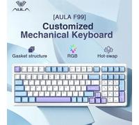Aula F99 Gaming Mechanical Keyboard Three Mode 2.4g Wireless Bluetooth Wired Hot Swap PBT Gasket RGB For Games Typing 99 Keys Black and white A