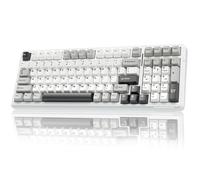 AULA F99 Mechanical Gaming Keyboard,BT5.0/2.4GHz/USB-C Hot Swappable Custom Keyboards with Five-Layer Padding,Pre-lubed Switches,8000mAh Battery,RGB Wireless Keyboard for PC/Tablet,Grey&white