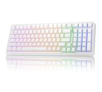 AULA F99 Mechanical Gaming Keyboard,BT5.0/2.4GHz/USB-C Hot Swappable Custom Keyboards with Five-Layer Padding,Pre-lubed Switches,8000mAh Battery,RGB Wireless Keyboard for PC/Tablet (White)