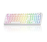 AULA F99 Pro Wireless Mechanical Keyboard-Silent Version,BT5.0/2.4GHz/USB-C Hot Swappable Custom Keyboard,Gasket Structure,Pre-lubed Linear Switches RGB Backlit Computer Gaming Keyboards,White