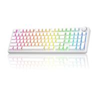 AULA F99Pro Silent Mechanical Keyboard,Tri-mode Wireless Gaming Keyboards with Control Knob,Gasket Structure,Side Translucency,RGB Backlight,Hot Swappable Custom Keyboard (WHITE-Trans)