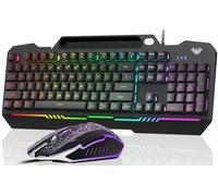 AULA Gaming Keyboard, T102 104 Keys Gaming Keyboard and Mouse Combo with RGB Backlit, All-Metal Panel, Anti-Ghosting, PC Game Keyboard and Mouse, USB Wired Keyboard Mouse for MAC Xbox PC Gamers