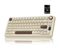 AULA S75Pro Wireless Gaming Keyboard 75 Percent,BT5.0/2.4G/USB-C Mechanical Keyboards with Screen & Multifunction Knob,Five-layer Padding,Hot Swap,RGB Backlit,Creamy Keyboard for Win/MAC (Milk Coffee)