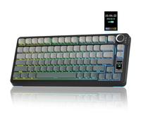 AULA S75Pro Wireless Gaming Keyboard 75 Percent,BT5.0/2.4G/USB-C Mechanical Keyboards with Screen & Multifunction Knob,Five-layer Padding,Hot Swap,RGB Backlit,Creamy Keyboard for Win/MAC (Black)