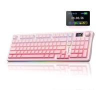 AULA S98 Pro Mechanical Gaming Keyboard,Tri-Mode BT5.0/2.4GHz/USB-C Wireless Mechanical Keyboards with LCD Screen,Knob,RGB Backlight,Hot Swappable Custom Keyboard for PC/Mac/Office/Gaming (Pink)