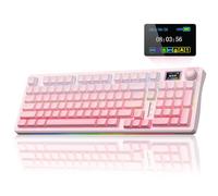 AULA S98 Pro Wireless Mechanical Keyboard with Screen & Knob,2.4GHz/USB-C/BT5.0 Hot Swappable Pink Creamy Keyboard,Pre-lubed Linear Switches,Side Printed PBT Keycaps,RGB Backlit Gaming Keyboards