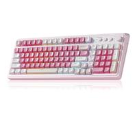 AULA S99 Gaming Keyboard, Wireless Computer Keyboards, Tri-Mode Bluetooth/2.4GHz/USB-C Custom Creamy Keyboard with Number Pad, RGB Backlit Media Knob Cute Programmable Keyboard for PC Gamer (Pink)