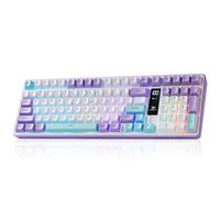 Aula S99pro V2 Wireless Gaming Keyboard,Silent Computer Keyboards,Creamy Membrane Keyboard with Number Pad,Tri-Mode Bluetooth/2.4GHz/USB-C,RGB Backlit,Digital Display Screen - Star Illusion Purple