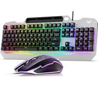 AULA T102 104 Keys Gaming Keyboard and Mouse Combo with RGB Backlit, Quiet Membrane Keyboard, All-Metal Panel, Waterproof Light Up PC Keyboard, USB Wired, for MAC Xbox PC Gamer