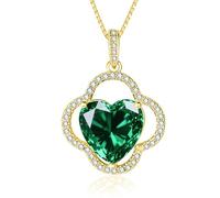 AulanRose Clover Birthstone Necklaces for Women, Mother, 14K / 18K Gold/White Gold/Rose Gold with Four Leaf Clover Pendant, Birthday Gifts for Women, Wife, Her, Suitable for most people, Base, Cubic