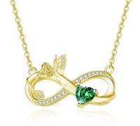 AulanRose Infinity Necklaces for Women Gold Anniversary Birthday Gifts for Wife 14K/18K White Gold Women Fashion Daily Jewelry Petite Butterfly Heart Diamond, Suitable for most people, Base, Cubic