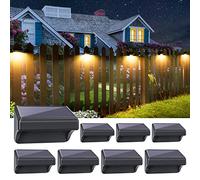 Aulanto Solar Fence Lights 8 Pack, Fence Solar Lights IP65 Waterproof, Warm White and 10 RGB Color Modes, Outdoor Decor for Backyard, Garden, Fence, Wall, Deck, Stairs