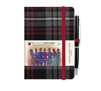 Auld Lang Synge Grey Mini Hardback Notebook with Pen; 10.5cm x 7cm: Waverley Scotland Scottish Tartan Cloth Commonplace Notebooks