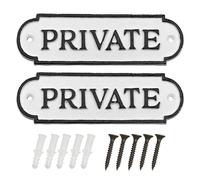 AuldHome Cast Iron Private Signs (2-Pack); Rustic Style Restricted Area Door Plaques