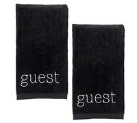 AuldHome Design Guest Towels (Set of 2, Black); Guest Monogrammed Hand Towels