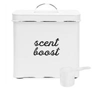 AuldHome Laundry Scent Booster Storage Container (White), Enamelware Canister Dispenser for Clothing Fragrance Beads