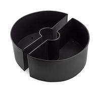 AuldHome Umbrella Planter for Patio Table with Umbrella Hole (Black), Enamelware Half-Circle Planter Pots