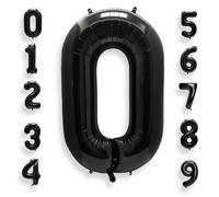 AULE 40 Inch Big Black 0 Balloon Number Large Foil Helium Number Balloons 0-9 Jumbo Giant Happy 0th Birthday Party Decorations for Boy or Girl Huge Mylar Anniversary Party Supplies