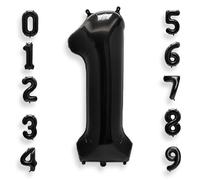 AULE Black Large Number 1 Balloon: 40 Inch Big Foil Number Balloon, 1 Count, Boys, Girls, Birthday, Baby Shower, Wedding, Anniversary, Children's Party Balloons