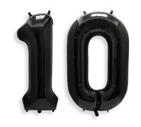 AULE Black Number 10 Balloon 40 Inch Giant 0-60 Foil Large Balloons | Big Mylar 10 Number Balloon Helium Huge Jumbo for Happy 10th Birthday Party Anniversary Decorations Supplies