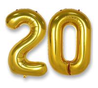 AULE Gold Number 20 Balloons: 40 Inch Large Foil Number Balloons Giant Helium Balloon Age 0-9 Big Mylar Balloon for Birthday Party Decorations