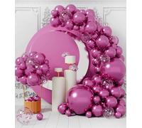 AULE Hot Pink Balloon Arch Kit: 100 Pcs Party Balloons Garland Kit with Hot Pink Confetti Latex Balloon Ribbons DIY for Bachelor Party Halloween Wedding Birthday Decoration