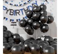 AULE Metallic Black Balloons: 50 Pcs 12 inch Chrome Black Party Balloons Shiny Thicken Helium Thicken Balloon Graduation Bachelor Party Halloween Decoration