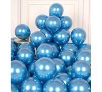 AULE Metallic Blue Balloons: 50 Pcs 5 inch Small Chrome Blue Party Balloons Shiny Thicken Tiny Latex Helium Balloon Birthday Baby Shower Gender Reveal Graduation Decoration