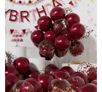 AULE Metallic Burgundy Latex Balloons: 42 Pack 12 inch Chrome Maroon Confetti Party Balloons and Dark Red Helium Latex Balloon Ribbons for Birthday Graduation Wedding Valentine's Day Decoration