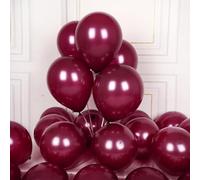 AULE Metallic Burgundy Party Balloons: 50 Pcs 12 inch Chrome Maroon Party Balloons Shiny Thicken Dark Red Latex Helium Balloon for Graduation Wedding Valentine's Day Birthday Decoration