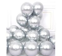 AULE Metallic Helium Silver Balloons: 50 Pcs 12 inch Chrome Silver Party Balloons Shiny Grey Latex Helium Thicken Balloon Dusty for Wedding Graduation Bachelorette Party Birthday Decoration