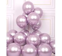 AULE Metallic Lilac Party Balloons: 50 Pcs 12 inch Chrome Lavender Party Balloons Shiny Lilac Latex Helium Thicken Balloon Baby Shower Gender Reveal Valentine's Day Wedding Birthday Decoration