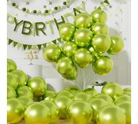 AULE Metallic Lime Green Balloons: 50 Pcs 12 inch Chrome Neon Green Party Balloons Shiny Light Latex Helium Thicken Balloon Birthday Baby Shower Jungle Dinosaur Decoration