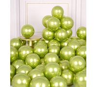 AULE Metallic Lime Green Balloons: 50 Pcs 5 inch Small Chrome Neon Green Party Balloons Shiny Light Tiny Latex Helium Thicken Balloon Birthday Baby Shower Jungle Dinosaur Decoration