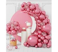 AULE Metallic Pink Balloon Arch: 100 Pcs Pearl Pink Party Balloons Garland Kit with Confetti Latex Balloons Different Sizes Ribbons for Girl Birthday Wedding Gender Reveal Baby Shower Bachelor Party