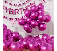 AULE Metallic Pink Balloons: 50 Pcs 12 inch Chrome Hot Pink Party Balloons Shiny Baby Pink Latex Helium Thicken Balloon Baby Shower Gender Reveal Valentine's Day Wedding Birthday Decoration