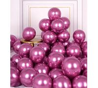 AULE Metallic Pink Balloons: 50 Pcs 5 inch Small Chrome Hot Pink Party Balloons Shiny Baby Pink Tiny Latex Helium Thicken Balloon Birthday Baby Shower Gender Reveal Valentine's Day Wedding Decoration