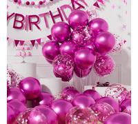 AULE Metallic Pink Latex Balloons: 42 Pack 12 inch Chrome Light Pink Confetti Party Balloons and Hot Pink Helium Latex Balloon Birthday Baby Shower Gender Reveal Valentine's Day Wedding Decoration