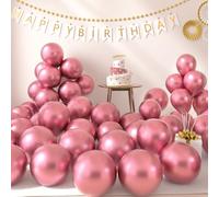 AULE Metallic Pink Party Balloons: 50 Pcs 12 inch Chrome Pearl Pink Balloons Shiny Latex Helium Ballons de Baudruche for Girl Birthday Wedding Gender Reveal Baby Shower Bachelor Party Decoration