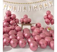 AULE Metallic Pink Party Balloons: 50 Pcs 5 inch Small Chrome Pearl Pink Party Balloons Shiny Tiny Latex Helium Thicken Balloon for Girl Wedding Gender Reveal Baby Shower Bachelor Party Decoration