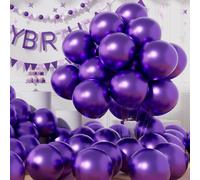 AULE Metallic Purple Balloons: 50 Pcs 12 inch Chrome Dark Purple Party Balloons Shiny Latex Helium Thicken Balloon Bachelor Party Halloween Wedding Birthday Decoration