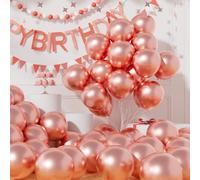 AULE Metallic Rose Gold Balloons: 50 Pcs 12 inch Chrome Rose Gold Party Balloons Shiny Latex Helium Thicken Balloon for Girl Birthday Wedding Bridal Shower Bachelor Party Decoration