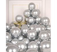 AULE Metallic Silver Balloons: 50 Pcs 5 inch Small Chrome Silver Party Balloons Shiny Grey Tiny Latex Helium Thicken Balloon Dusty for Birthday Wedding Graduation Bachelorette Party Decoration