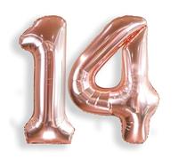 AULE Rose Gold Number 14 Balloon 40 Inch Giant 0-60 Foil Large Balloons