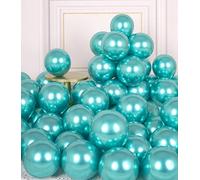 AULE Teal Green Balloons 50 Pcs 5 Inch Helium Metallic Party Balloon | Chrome Turquoise Small Green Balloons Shiny Tiny Latex for Birthday Jungle Dinosaur St. Patrick's Day Decoration