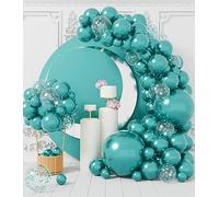 AULE Teal Green Balloons Arch Kit 100 Pcs Confetti Party Balloon Garland | Chrome Turquoise Metallic Balloons Latex Helium Ribbons DIY for Birthday Jungle Dinosaur St. Patrick's Day Decoration